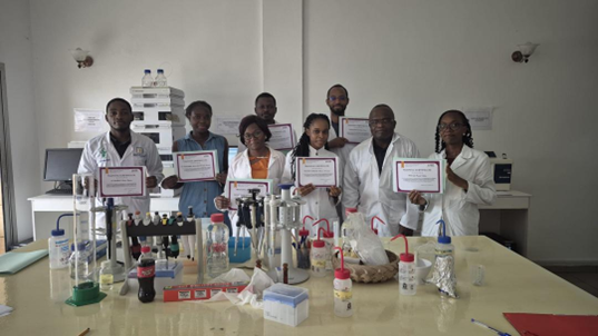 Certificat de formation pour les stagiaires de la formation HPLC/UV-Visible du LACC de Douala au Cameroun